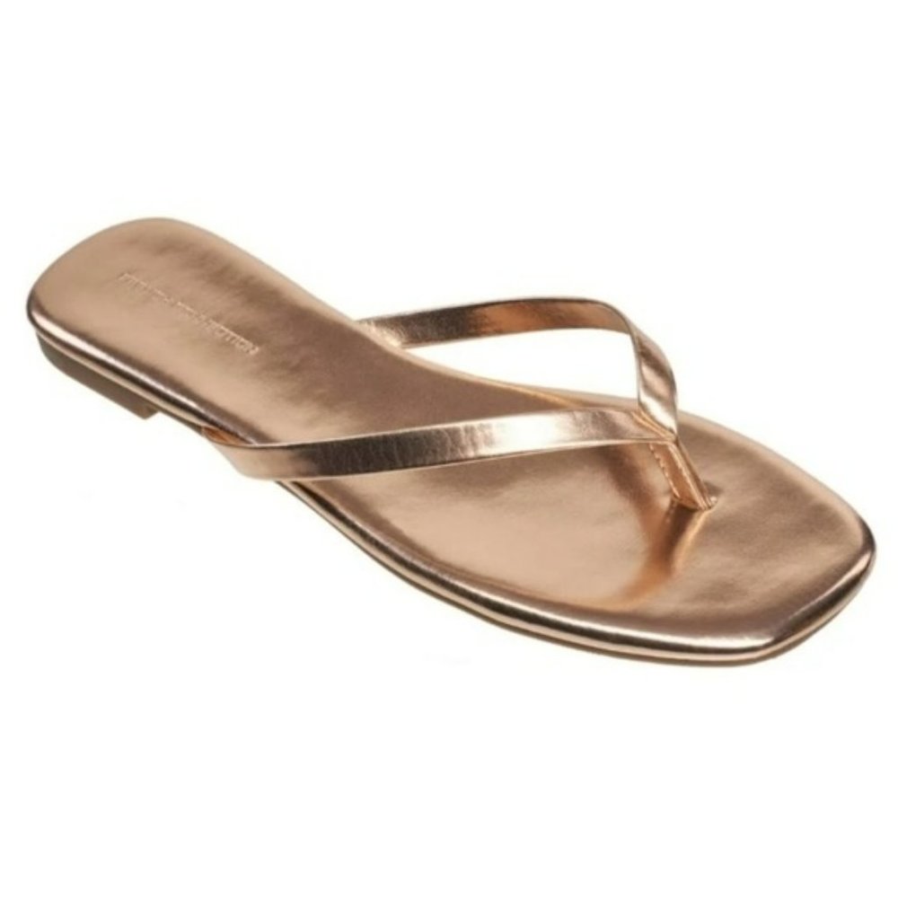 French Connection Morgan Flat Open Toe Thong Flip Flop Sandals Rose Gold -11 - Picture 1 of 5
